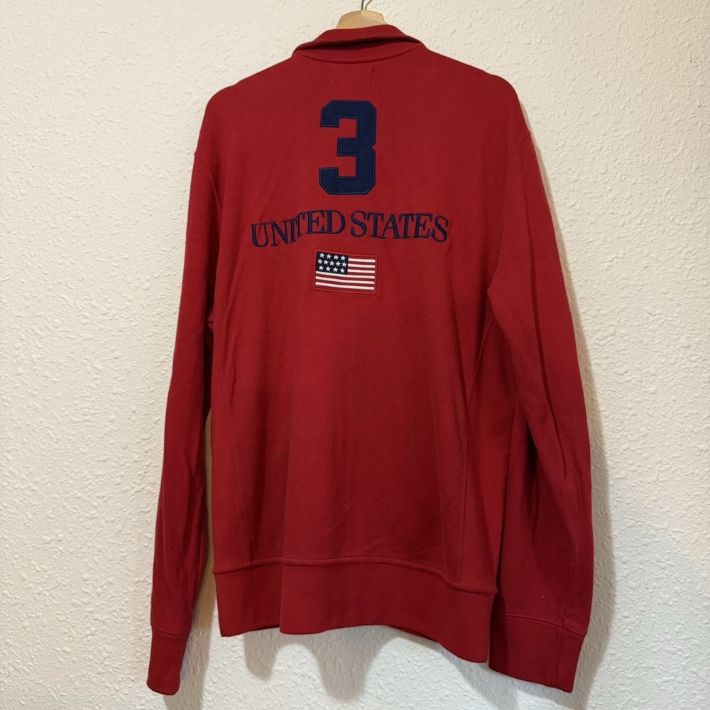 Vtg Polo Ralph Lauren Mens L Red‎ Zip USA Olympic Stadium Big Pony Track Jacket